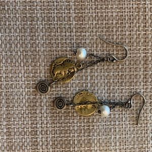 Brushed Sterling silver and bronze earrings